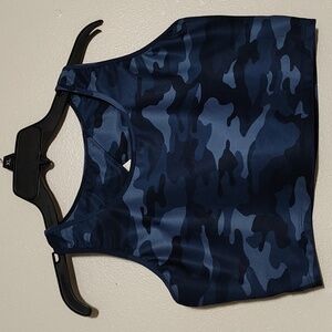 Gap Fit Sports Bra Womens Blackout Technology Camo Blue Low Support